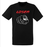 B&amp;C Shirt Heren Katoen Zwart Wit Bedrukt #Loser