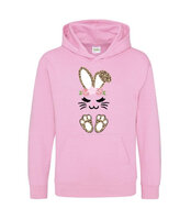 Hoodie kind beige met panterprint haasje 80% katoen 20% polyester diverse maten