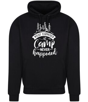 awd is Hoodie What Happened at Camp Never Happened Heren Zwart Heather Grey Donkerblauw Hoogwaardige Stof