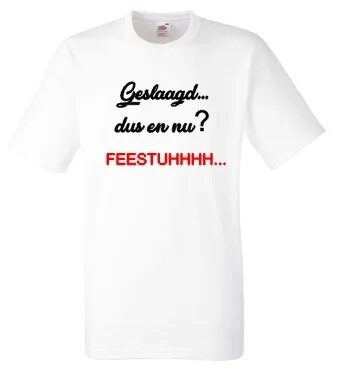 Shirt Heren Wit GESLAAGD Feestuhhhh