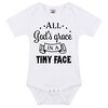 Romper met tekst all god-s grace in a tiny face Zuiver wit GOTS-biologisch katoen 0-18 maanden