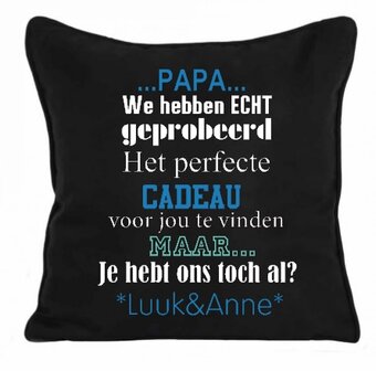 Gepersonaliseerd kussen voor vader 40x40 cm Vaderdag cadeau