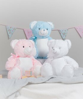 Mumbles Zippie New Baby Bear Knuffel zacht pluche wit roze blauw 40 cm