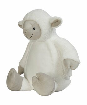 Mumbles Zippie lammetje knuffel cr&egrave;mekleurige vacht met grijze accenten 21 cm