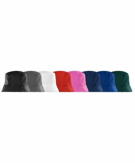 Reversible bucket hat 100% recycled polyester twill black, bottle green, grey, navy, pink, red, royal blue, white S/M &amp; L/XL