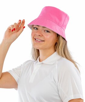 Reversible bucket hat 100% recycled polyester twill black, bottle green, grey, navy, pink, red, royal blue, white S/M &amp; L/XL