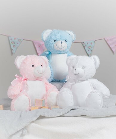 Mumbles Zippie New Baby Bear Knuffel zacht pluche wit roze blauw 40 cm