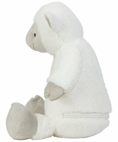 Mumbles Zippie lammetje knuffel cr&egrave;mekleurige vacht met grijze accenten 21 cm