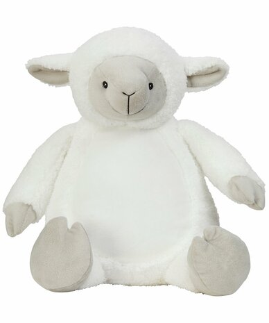 Mumbles Zippie lammetje knuffel cr&egrave;mekleurige vacht met grijze accenten 21 cm