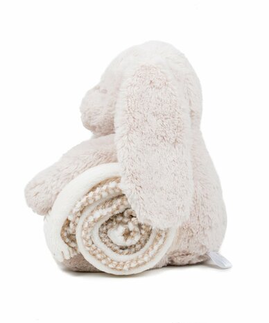 Mumbles Zippie konijn knuffel met superzacht pluche en dekentje 40 cm