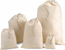 Katoenen Zak met Trekkoord in Diverse Maten - Naturel